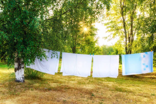 drying linen outdoors in the sun