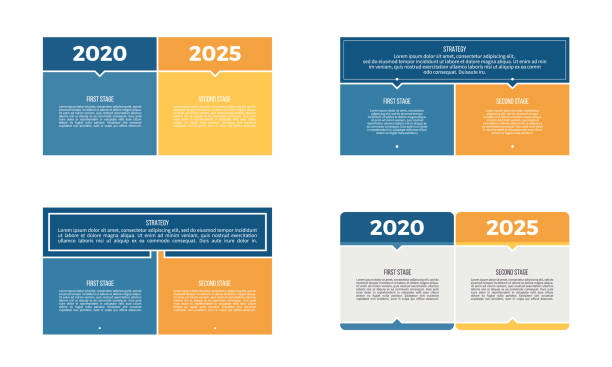 ilustrações de stock, clip art, desenhos animados e ícones de business infographics. banner with 2 steps, options, sections. vector template. - dois objetos