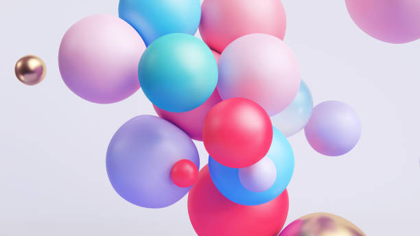 istock 3d render, assorted pink violet red blue bubbles and balloons isolated on white background. Simple colorful round shapes. Abstract geometric wallpaper 1351862338