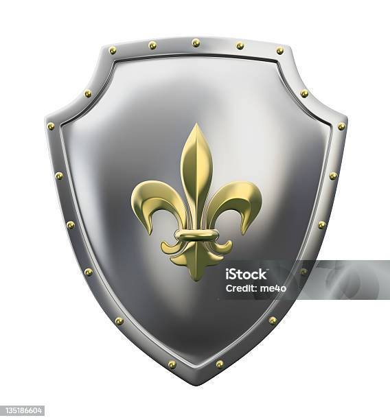 Metall Schild Mit Lilysymbol Stockfoto und mehr Bilder von Fleur-de-Lis - Fleur-de-Lis, Schutzschild, Dekoration