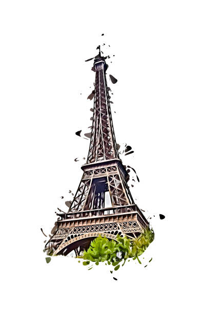 Eiffel Tower in Paris, illustration. Eiffel Tower in Paris, illustration. eiffel tower winter stock illustrations