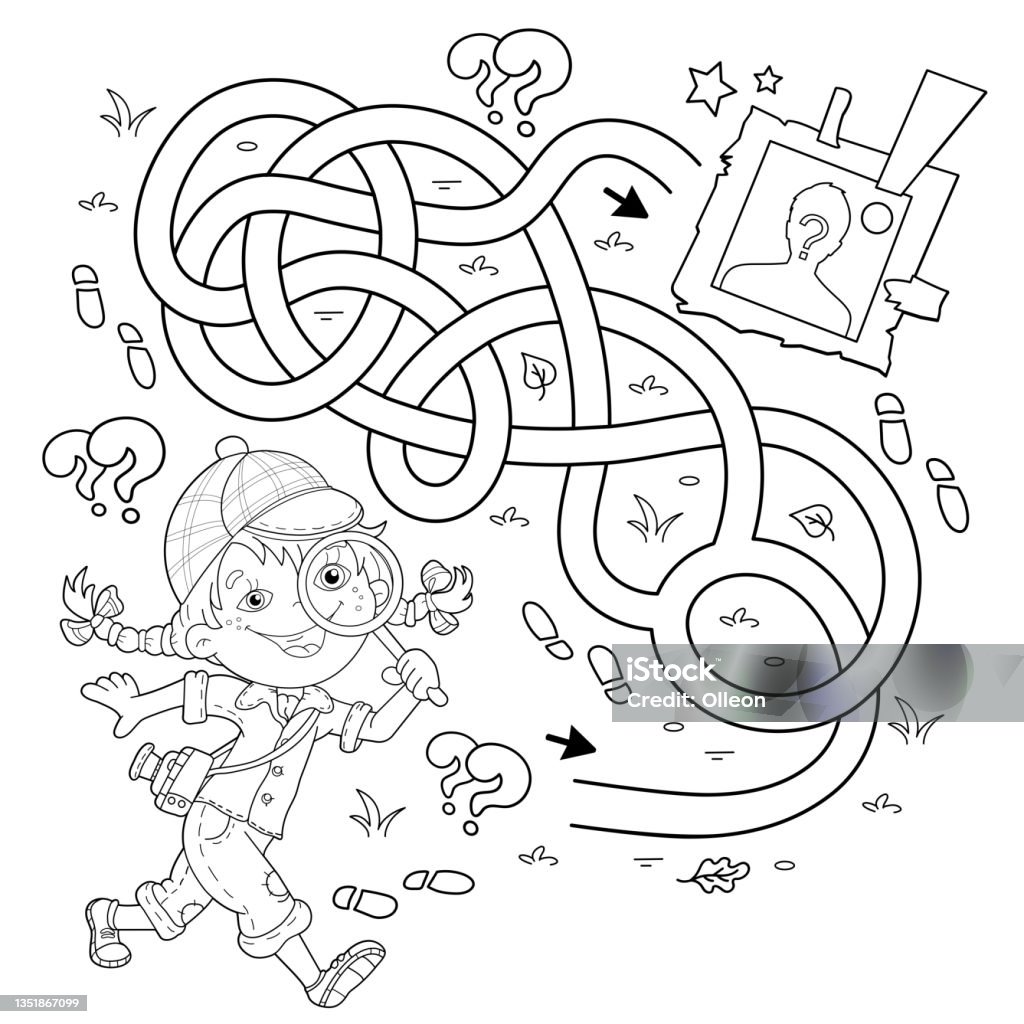 Ilustración de Laberinto O Juego De Laberinto Rompecabezas Camino Enredado Dibujo Para Colorear Esquema De La Chica De Dibujos Animados Detective Con Lupa El Joven Sherlock Holmes Libro Para Colorear Para Niños Ilustración de Laberinto O Juego De Laberinto Rompecabezas Camino Enredado Dibujo Para Colorear Esquema De La Chica De Dibujos Animados Detective Con Lupa El Joven Sherlock Holmes Libro Para Colorear Para Niños