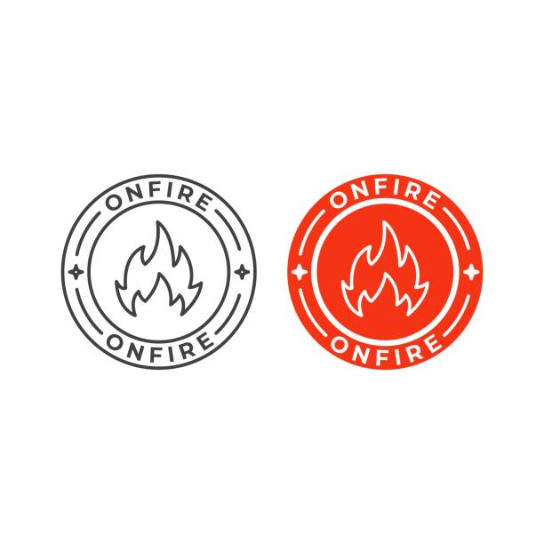 Onfire badge, stamp. Vector icon template Onfire badge, stamp. Vector icon template firefighter shield stock illustrations