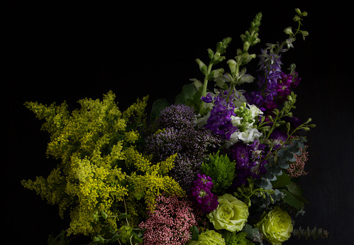 Floral arrangement on dark background