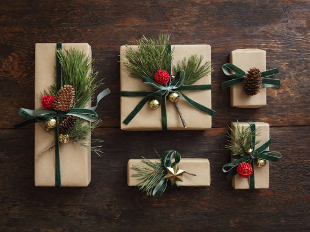 istock High angle view of Christmas presents 1351872842