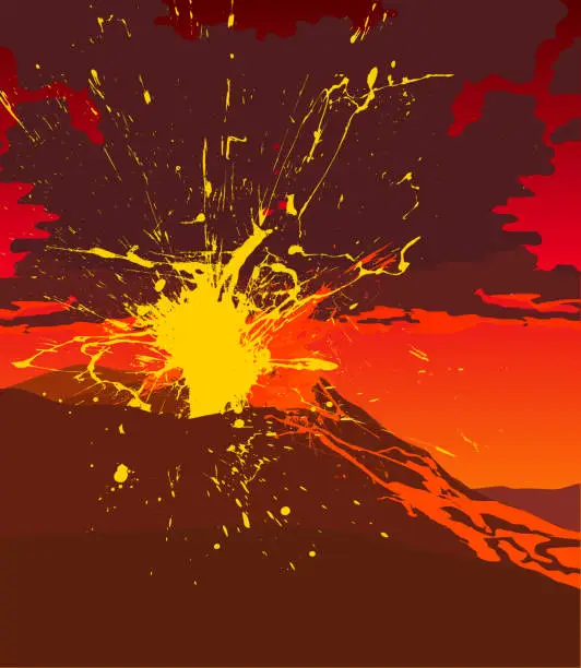 Vector illustration of Volcano Eruption