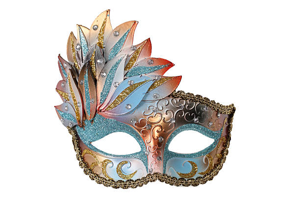 Carnival mask Blue-gold Venetian mask isolated on white evening ball stock pictures, royalty-free photos & images