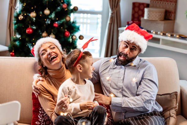 istock Father making a face during New Year party at home. 1351888394