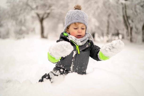 istock Child playing in the snow 1351889410