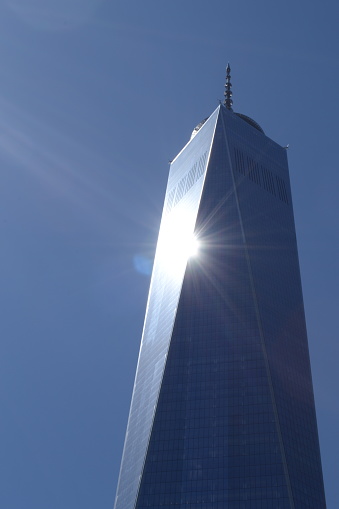 Sun shining on the Fred on Tower in New York City USA
