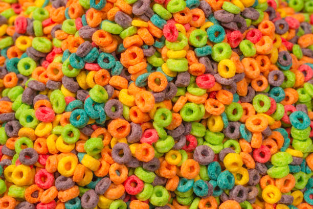istock Sweet multicolored flakes, cereal loops. 1351891330