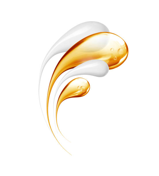 istock Oily and milky drops close-up in a swirling shape 1351893393