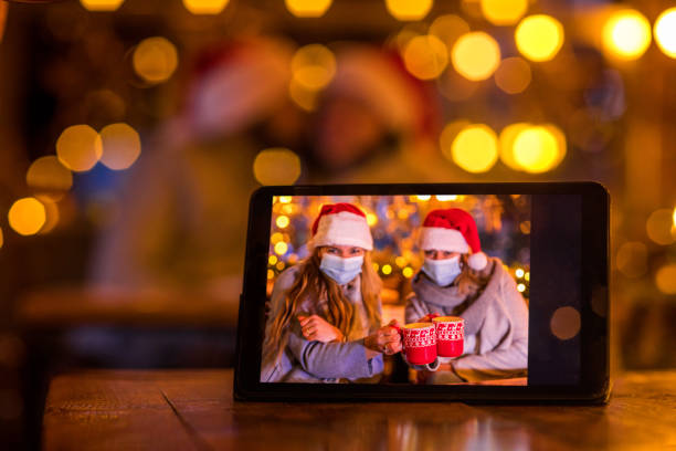 istock Christmas Home Set Up for Xmas Webinar and Teleconference 1351894089
