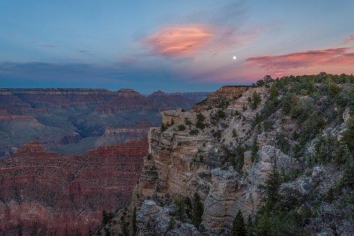 Sunset over the famous Grand Canyon in Arizona, USA