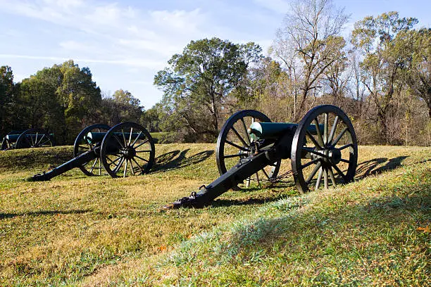 Pair of civil war cannons located in the Vicksburg National Military Park.