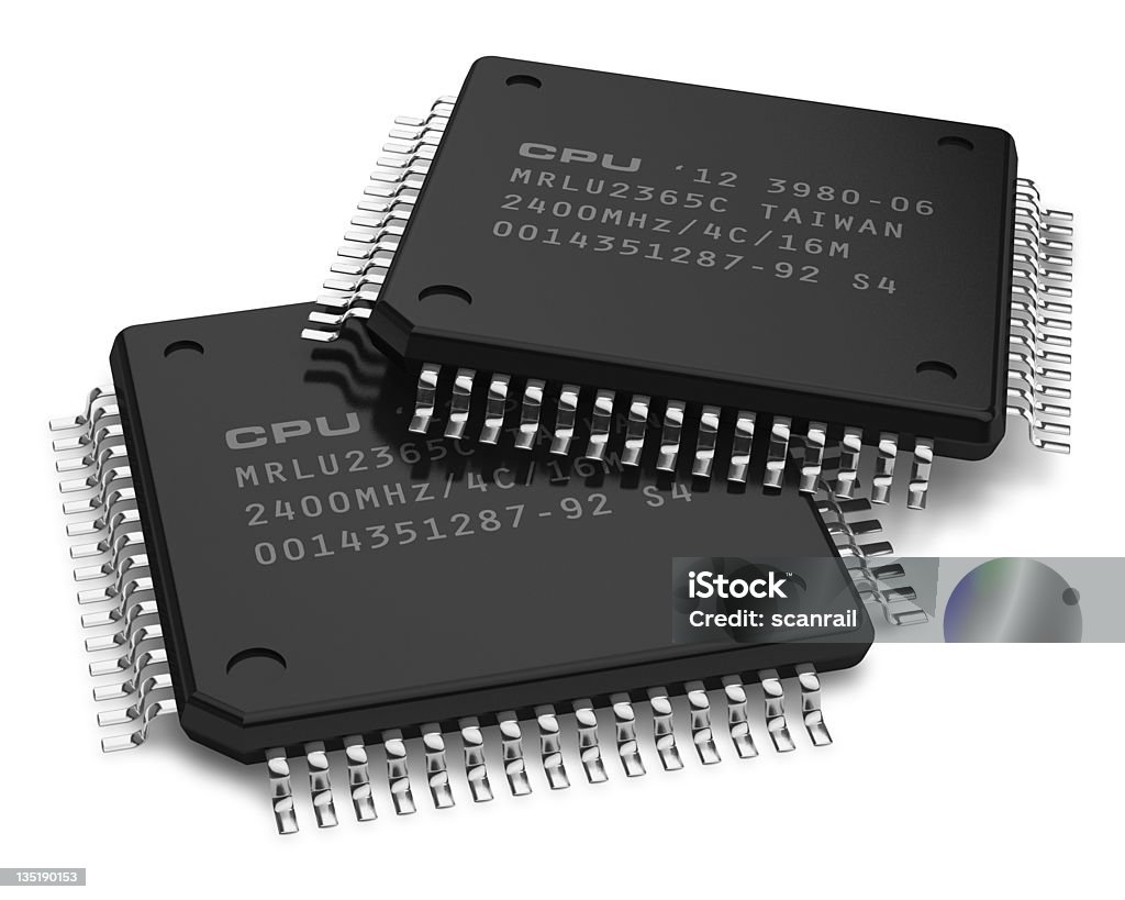 Silver Computer Chip Black And Silver Computer Microchips Stock Photo - Download Image Now ...