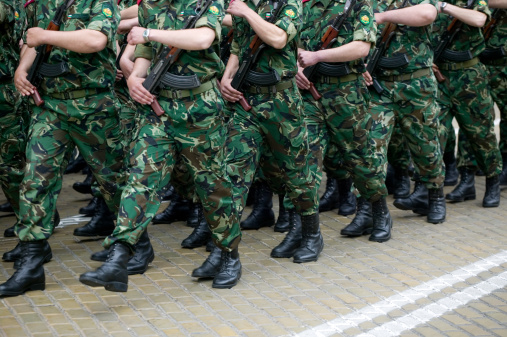 Bulgarian army marching in a row 
