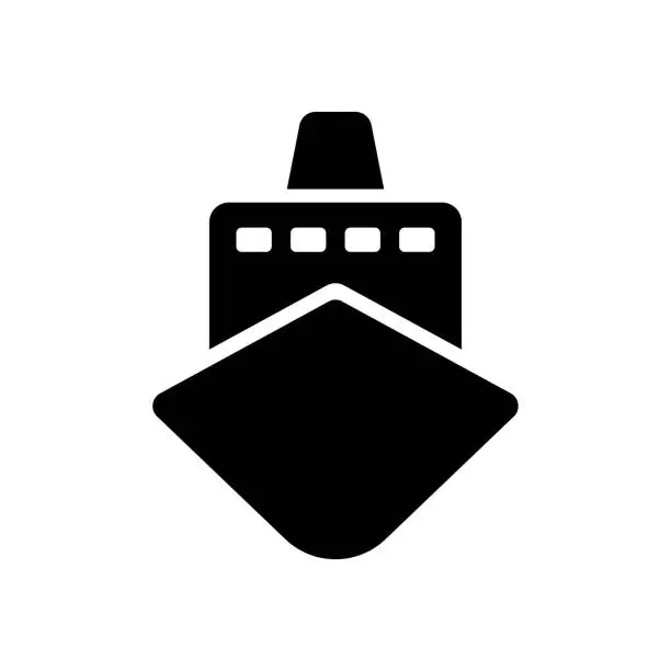 Vector illustration of Ship icon. Black silhouette. Front view. Vector simple flat graphic illustration. The isolated object on a white background. Isolate.