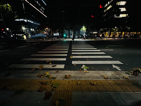 night view of city crosswalk