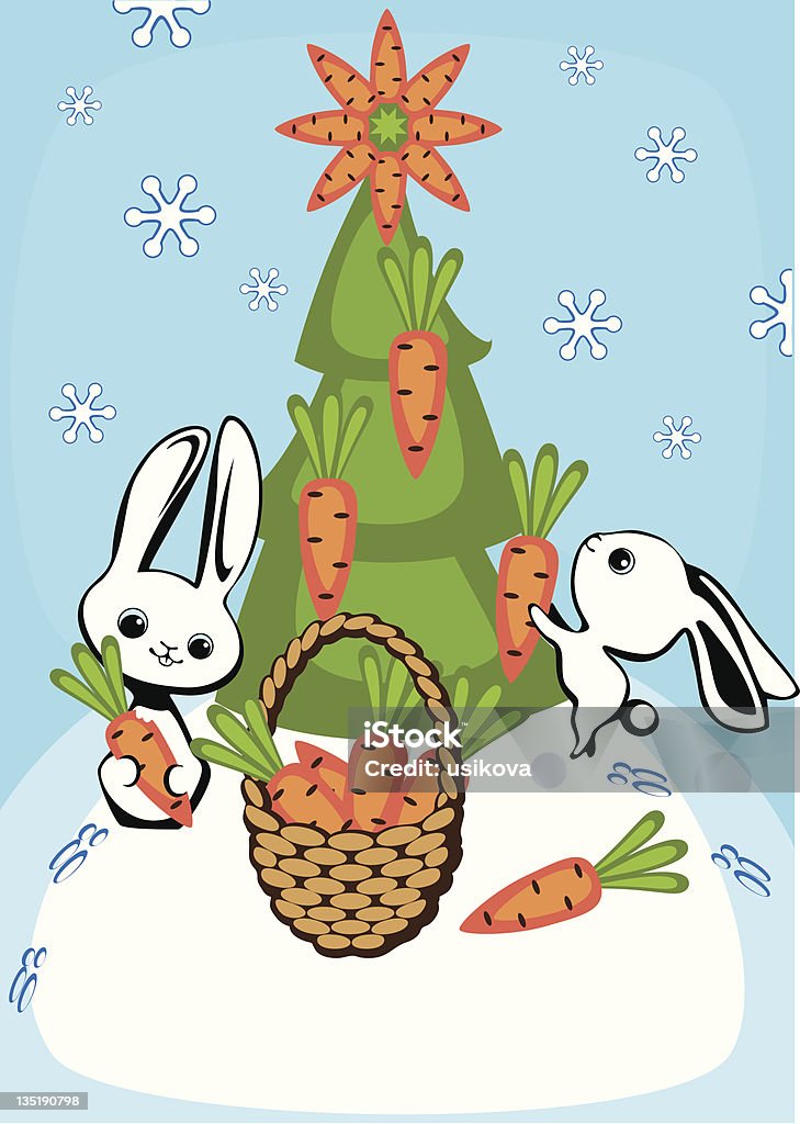 Árvore de Natal e coelhos - Vetor de Artigo de decoração royalty-free