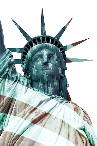 istock Statue of Liberty and Flag 135190882