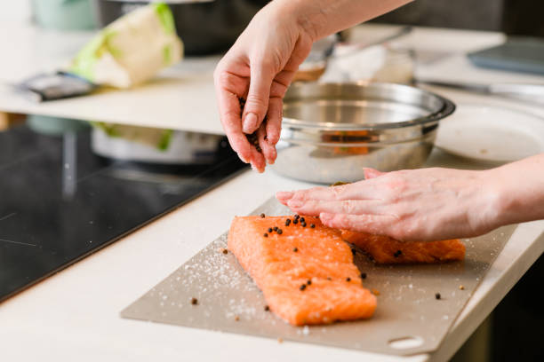 istock Close-up of cooking lightly salted red fish 1351913480