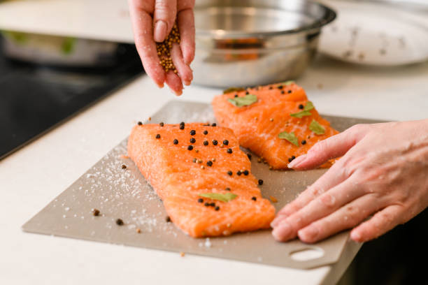istock Close-up of cooking lightly salted red fish 1351913502
