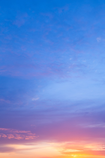 Colorful cloudy sky at sunset. Gradient color. Sky texture, abstract nature background