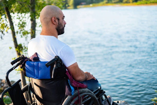 istock The invalid looks at the river 1351914941