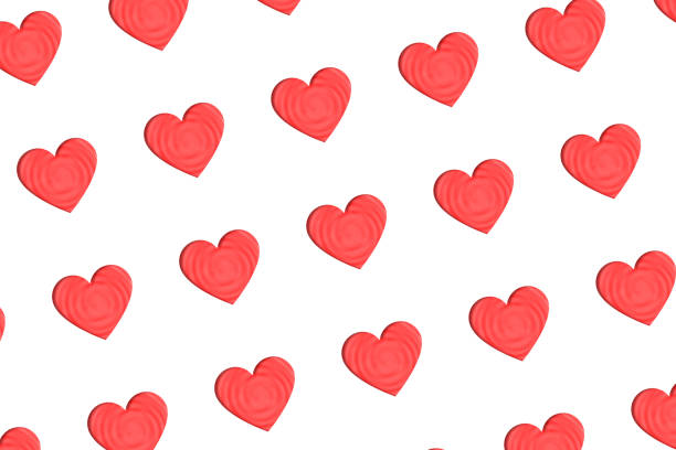 istock Valentine's Day pattern. Paper art red heart isolated on white background. Heart shape superimposed on toned in red water with ripples and waves. 1351918329