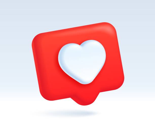 istock 3d like icon, red speech bubble with heart symbol. Social media post notification, online communication chat element vector illustration 1351926500
