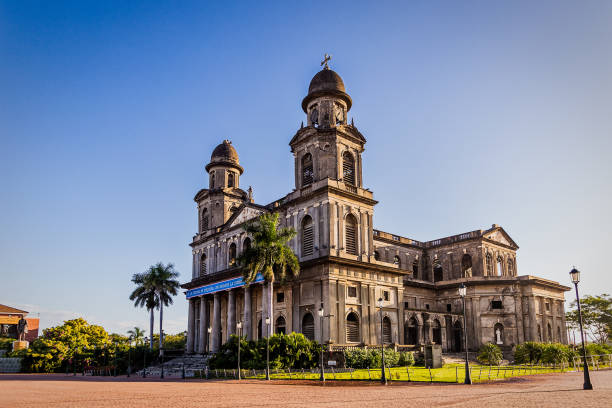 The ruins of Managua cathedral is in the center of the capital of Nicaragua stock photo