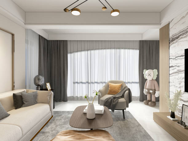 istock 3d render of luxury home interior and living room 1351930687