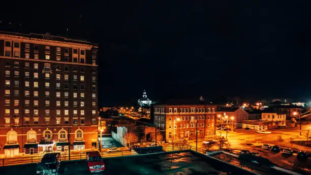 Night in town. Vicksburg, Mississippi, USA
