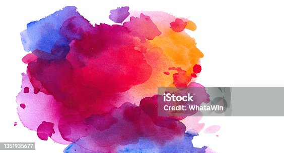 istock Colorful watercolor illustration background with copy space for your design 1351935677