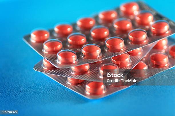 Pink Vitamins Stock Photo - Download Image Now - Blue, Close-up, Healthcare And Medicine