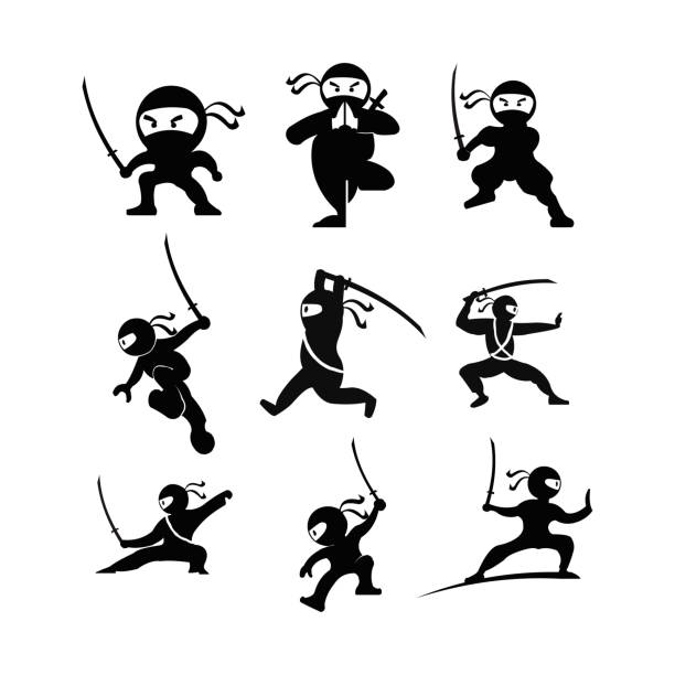 ilustrações de stock, clip art, desenhos animados e ícones de ninja icon - ninja