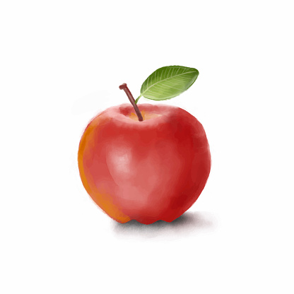 Beautiful watercolor  juicy apple on a white background, Apple illustration, Watercolor hand-painted red apple