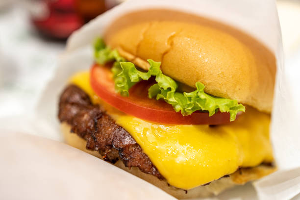 istock cheese burger at the restaurant 1351957450