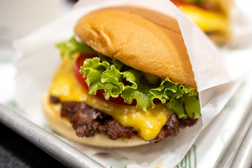 cheese burger at the restaurant in Manila, Philippines