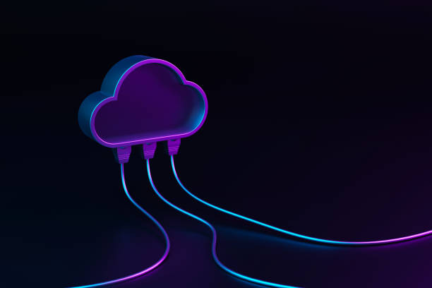 Cloud computing concept. Technology data center on cloud service. 3d rendering illustration stock photo
