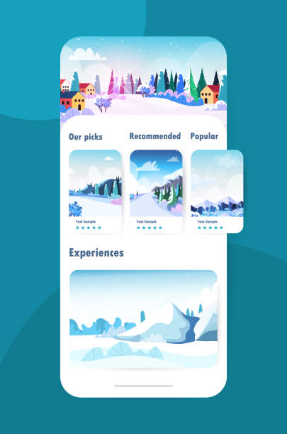zaśnieżone pasmo górskie piękne karty z życzeniami natury na ekranie smartfona krajobraz tło ośrodek narciarski - ski resort mountain winter mountain range stock illustrations