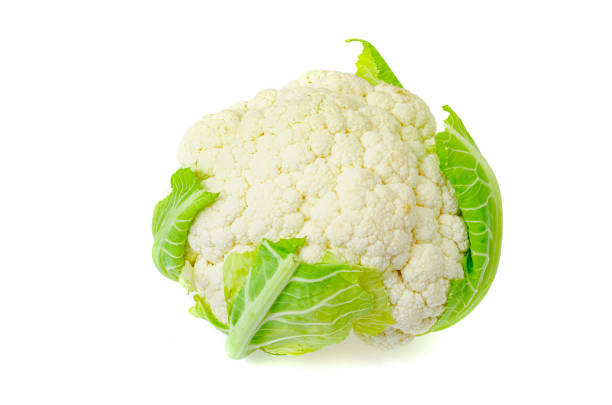 istock Head of fresh cauliflower isolated on white background. Studio Photo 1351968374