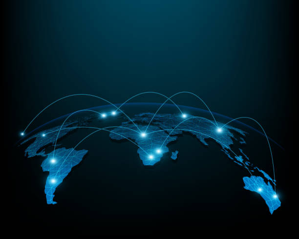 istock Business network and currency exchange international illustration money transfer 1351973383