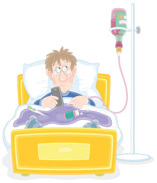 114 Sick Patient With Termometer In Hospital Bed Cartoon Illustrations &  Clip Art - iStock