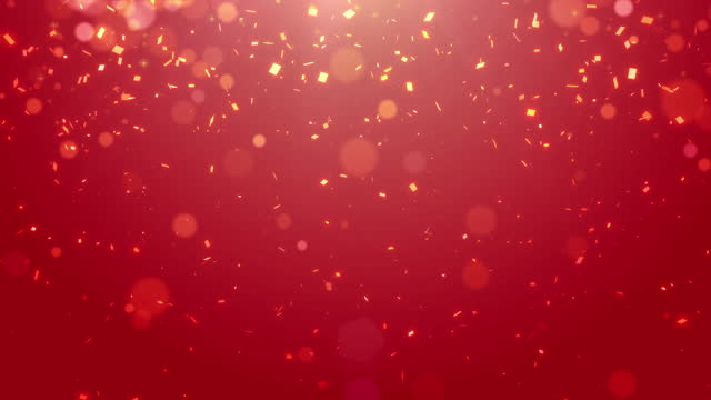 Motion Abstract Background of Glittering  red Particles with lens flare for Christmas, Celebration Event