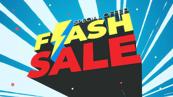 Flash Sale Special Offer 3D Text Effect. Special discount promotion on your special day.