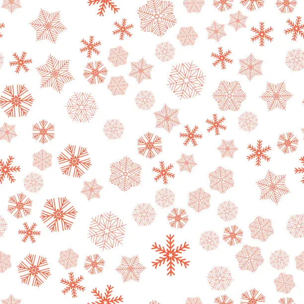 Vector illustration of Snowy christmas seamless pattern, red crystal snowflake for wallpaper and wrapping paper