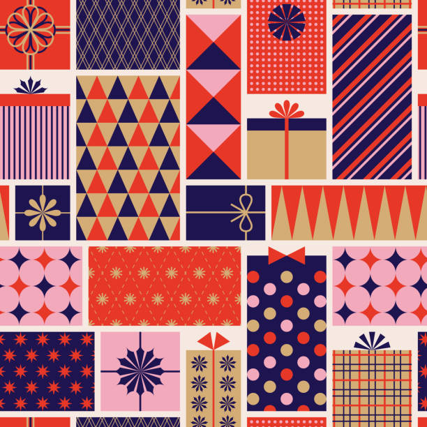 クリスマスはシームレスなパターンを提示します。 - christmas pattern striped backgrounds点のイラスト素材／クリップアート素材／マンガ素材／アイコン素材