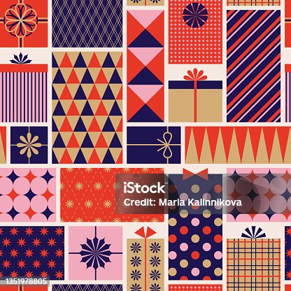 istock Christmas presents seamless pattern. 1351978805